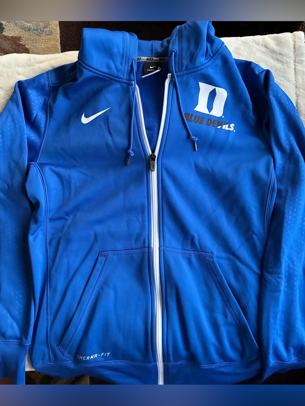 Nike Duke Blue Devils THERMA-FIT Blue Jacket Full Zip With Hood Size XS